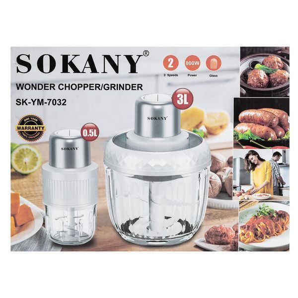 Чопер подрібнювач Sokany SKYM7032B 2в1 з чашами 0.5 і 1,5 літри 800 Вт 2309098824 фото