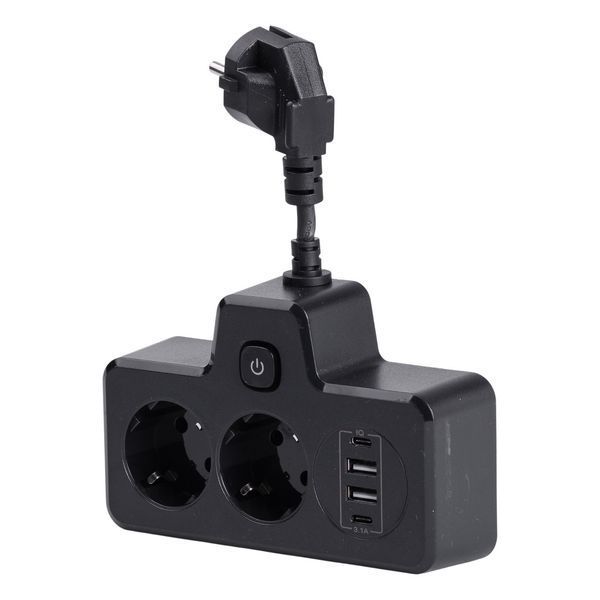 Мережевий фільтр на 2 євро розетки з 2 USB та 2 Type-C чорний HP-5-18 HP-5-18 фото