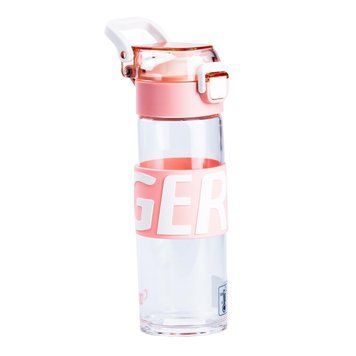 Пляшка для води 460 мл скляна з пластиковою кришкою Рожевий HP17299P 2148787746 фото