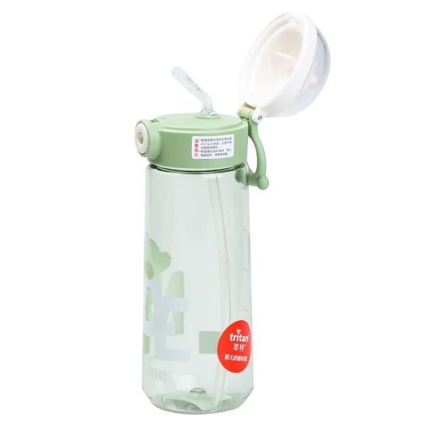 Пляшка для води 620 мл з трубочкою багаторазова Зелена HP17300GR 2183918509 фото
