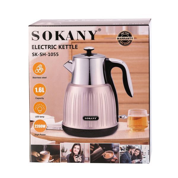 Електрочайник Sokany SKSH1055 1.6 літрів рожевий металік 2022637464 фото
