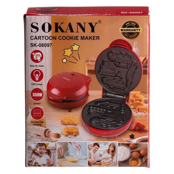 Вафельниця для вафель у вигляді машинок 550 Вт антипригарне покриття Sokany SK-08097 SK-08097 фото