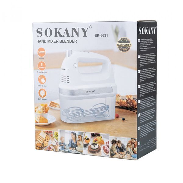Міксер ручний Sokany SK-6631 з двома насадками 400Вт 1890725887 фото