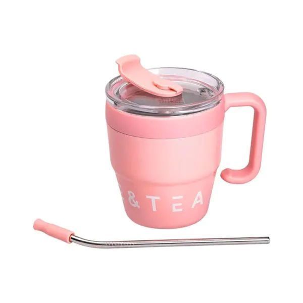 Термочашка Coffee & Tea з трубочкою рожева HP-14-23P 2394098878 фото