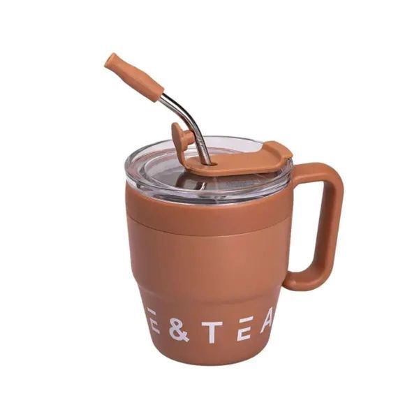 Термочашка Coffee & Tea з трубочкою коричнева HP-14-23BR 2394098879 фото