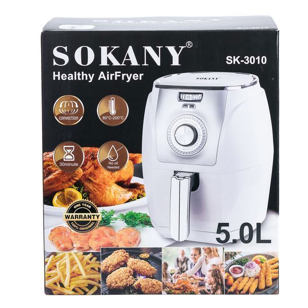 Аерофритюрниця Sokany SK-3010 на 5 літрів, 1500 Вт біла 2082993943 фото