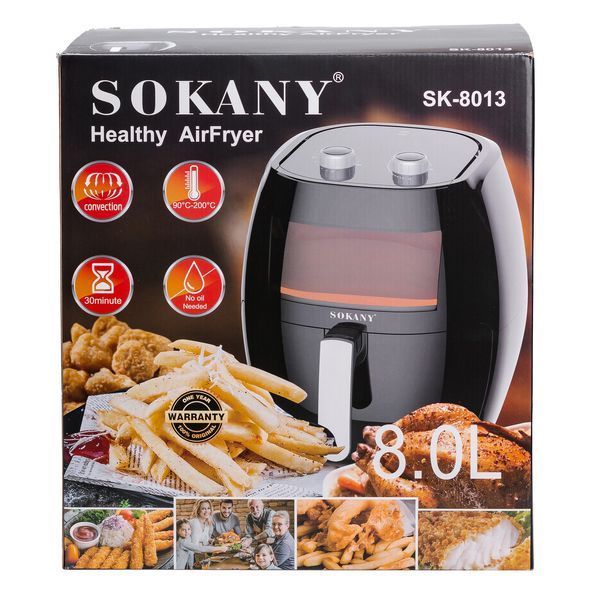 Аерофритюрниця Sokany SK-8013 на 8 літрів 1800 Вт чорна 2144225833 фото