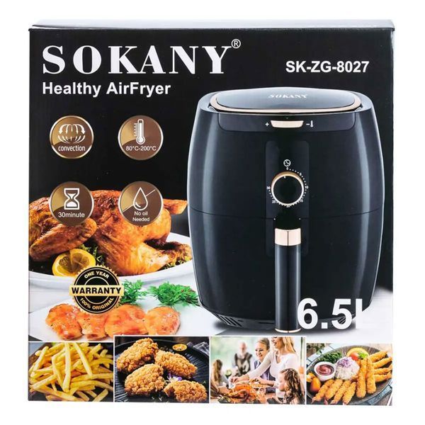 Аерогриль-фрітюрниця Sokany SK-8027 на 6.5 літрів 1300 Вт чорна 2144225835 фото